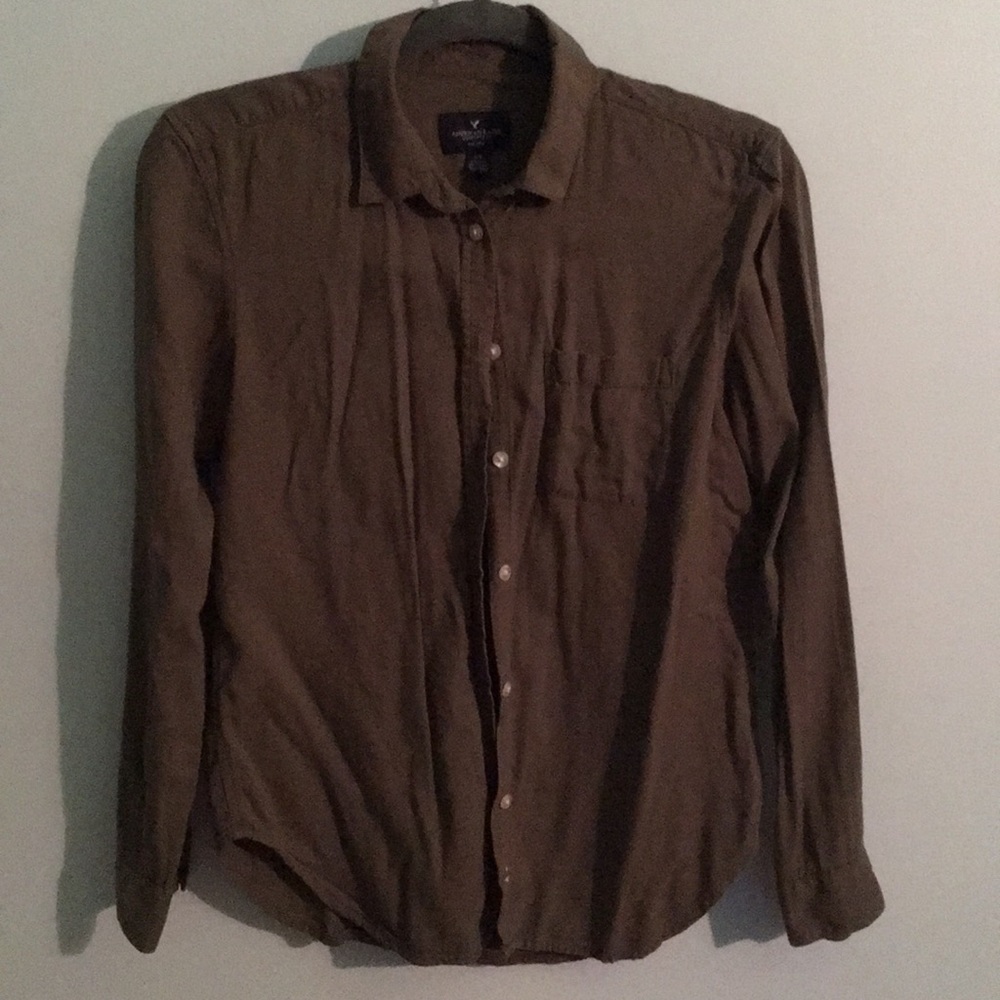 Ameican Eagle Army Green Button Up Top (Small)